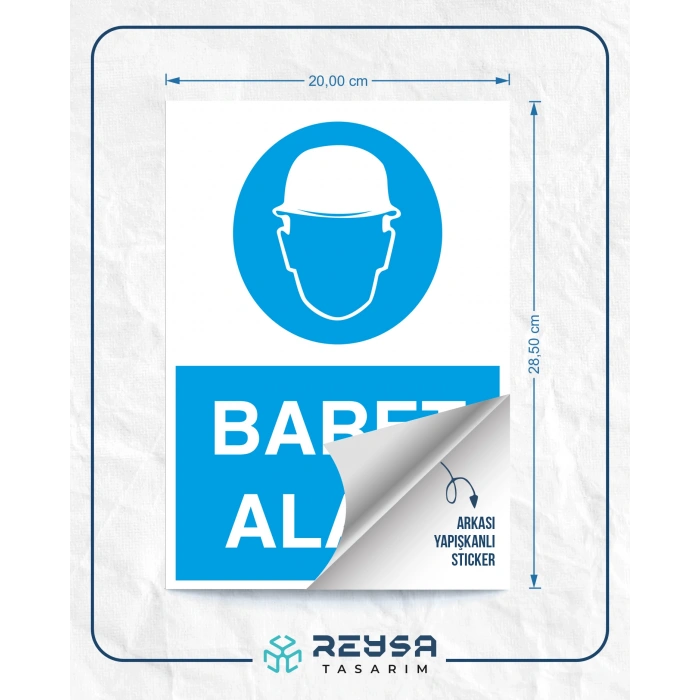 Baret Alanı İş Güvenlik Panosu Sticker 20X28 Cm