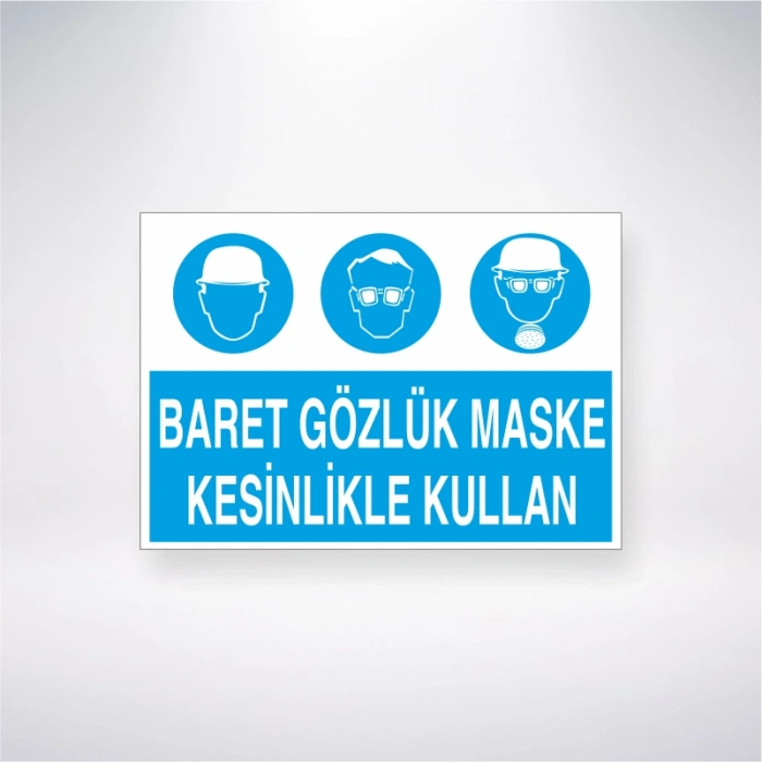 Baret Gözlük Maske Kesinlikle Kullan Sticker 20X28 Cm