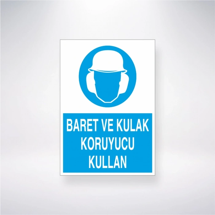 Baret ve Kulak Koruyucu Kullan Sticker 20X28 Cm