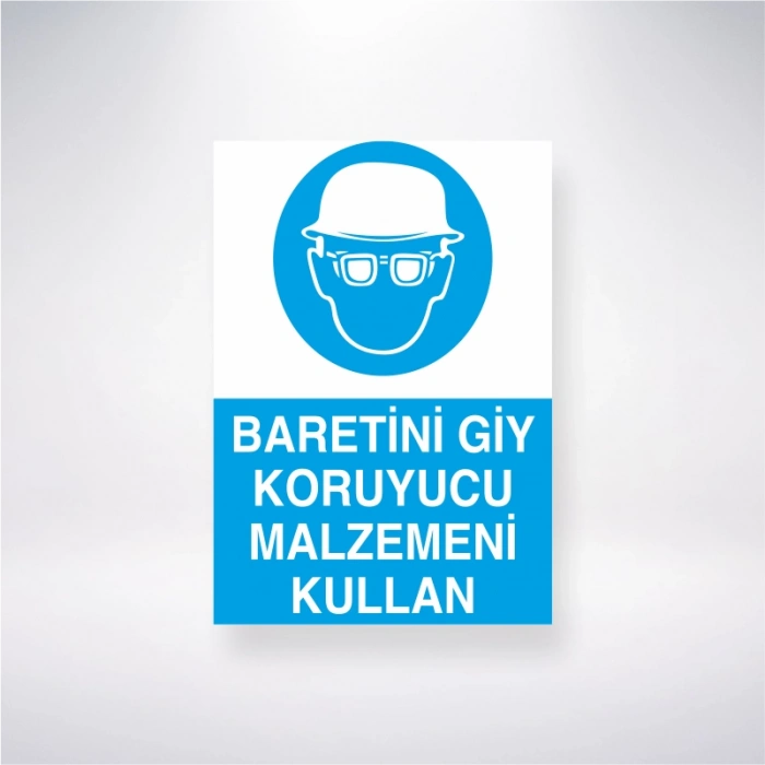 Baretini Giy Koruyucu Malzemeni Kullan Sticker 20X28 Cm