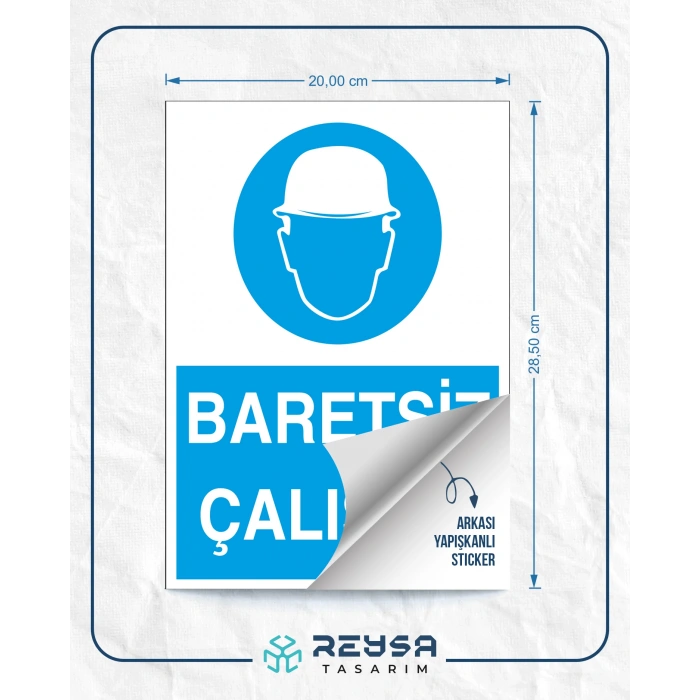 Baretsiz Çalışma İş güvenlik Panosu Sticker 20X28 Cm