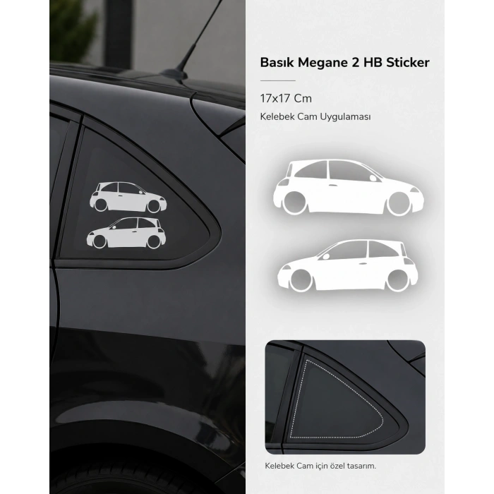 Basık Megane 2 HB Sticker 17x17 Cm Beyaz