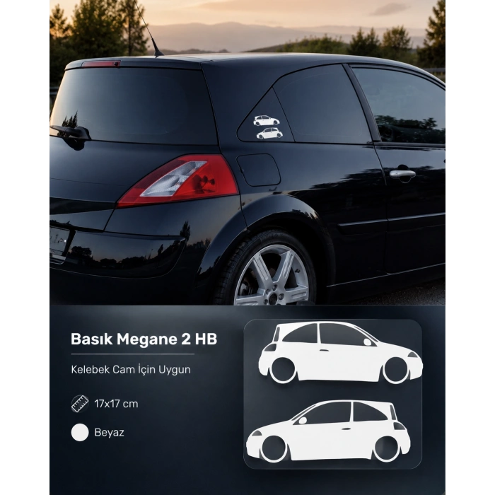 Basık Megane 2 HB Sticker 17x17 Cm Beyaz