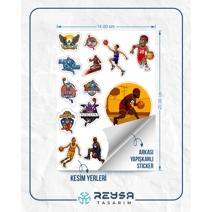 Basketbol Sticker Set-1 15 Parça Telefon, Tablet, Defter, Laptop Sticker