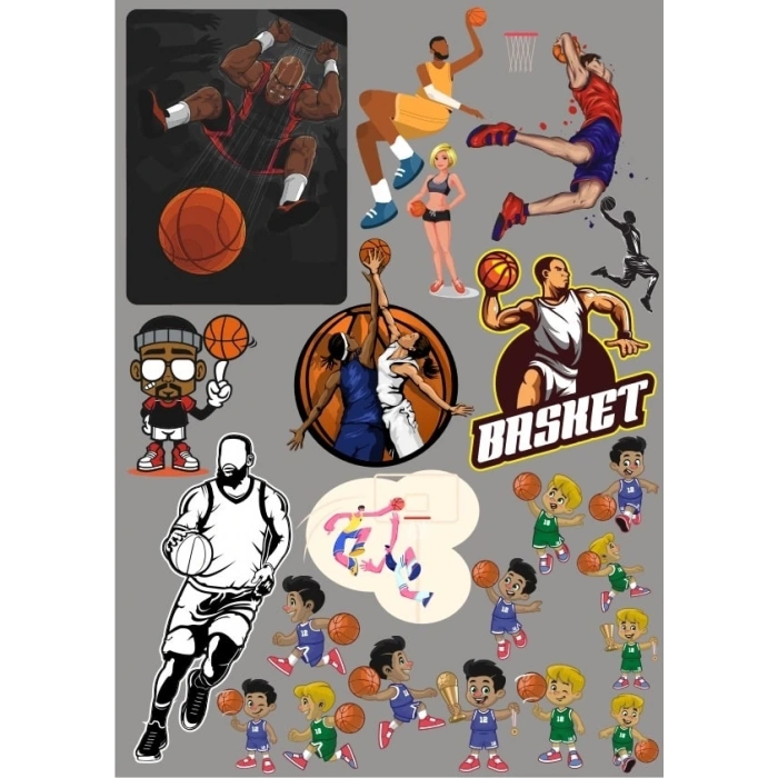 Basketbol Sticker Set 5 15 Parça Telefon, Tablet, Defter, Laptop Sticker
