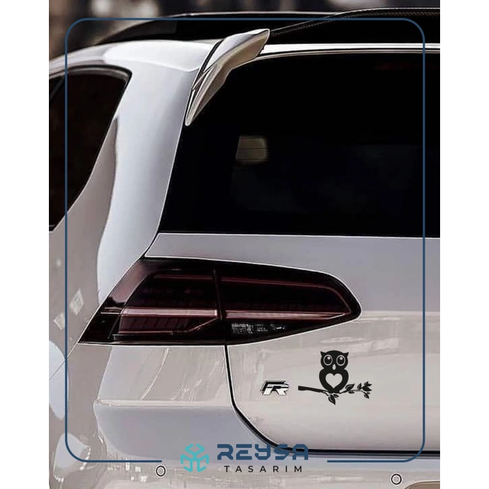Baykuş Araba Sticker 17x17 Cm Siyah