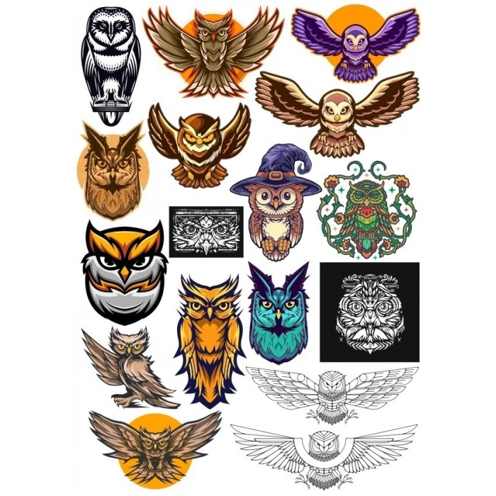 Baykuş OWL Sticker Set-16 17 Parça Telefon, Tablet, Defter, Laptop Sticker
