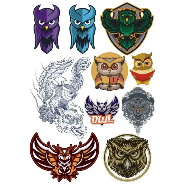 Baykuş Sitcker Set-2 13 Parça Telefon, Tablet, Defter, Laptop Sticker