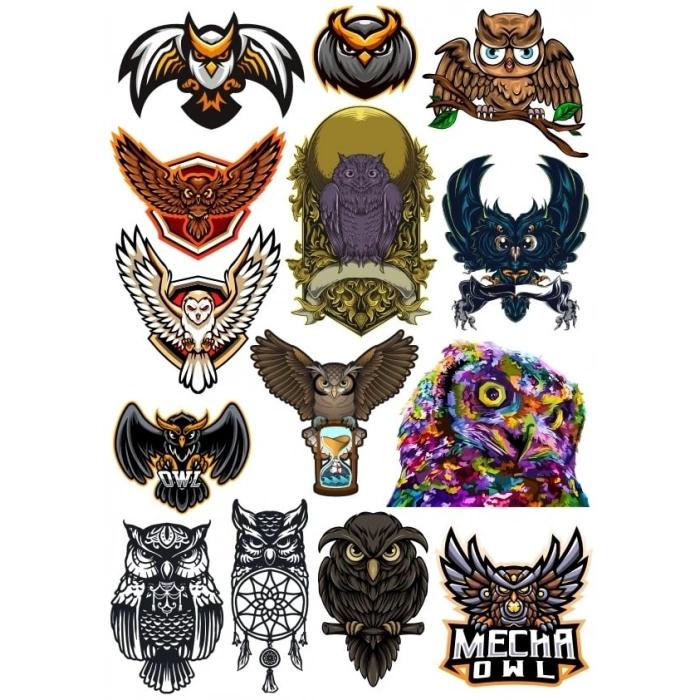 Baykuş Sticker SET 3 14 Parça Telefon, Tablet, Defter, Laptop Sticker