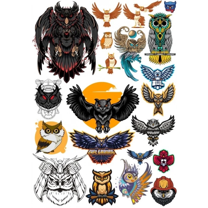 Baykuş Sticker Set 7 18 Parça Telefon, Tablet, Defter, Laptop Sticker