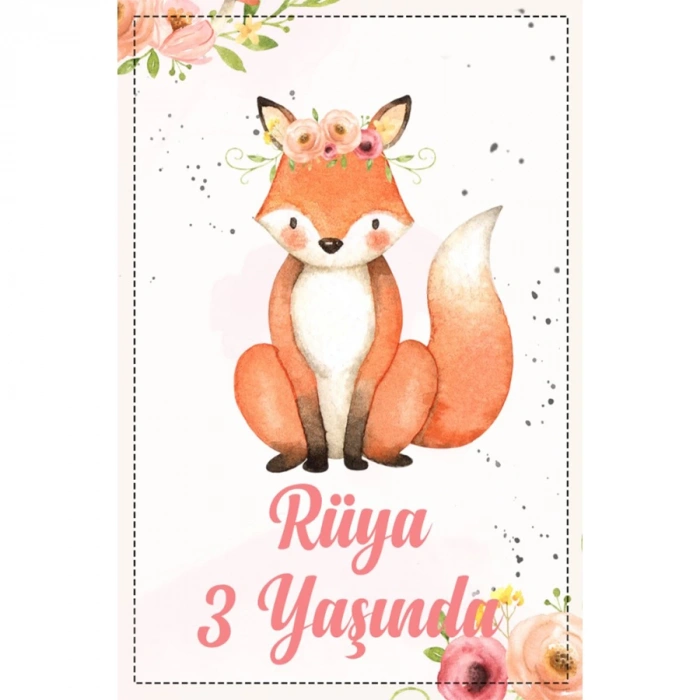 Tilki Temalı Doğum Günü Afişi -1 50X70 cm