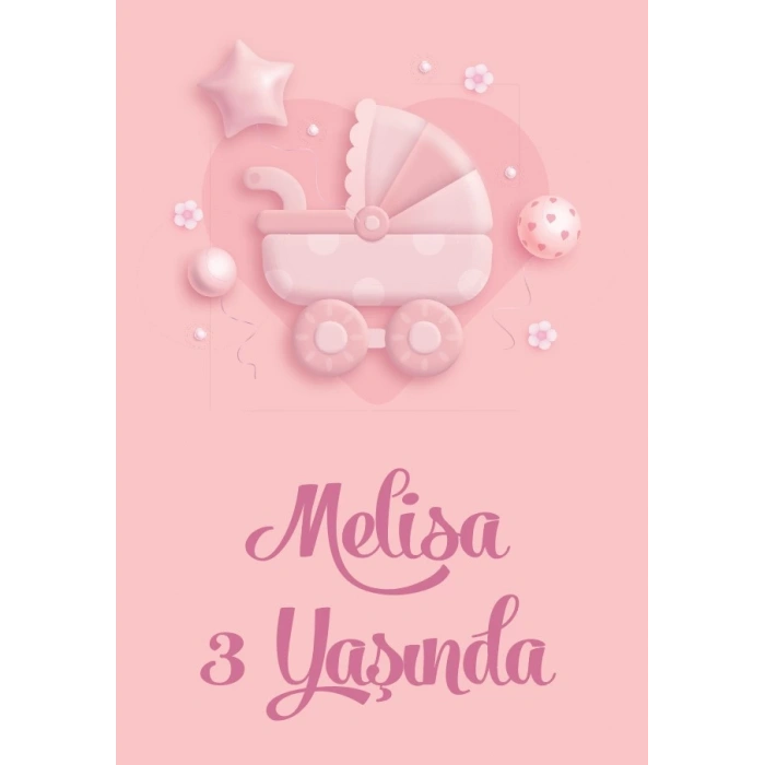 bebek arabası temalı doğum günü afişi 35X50 cm