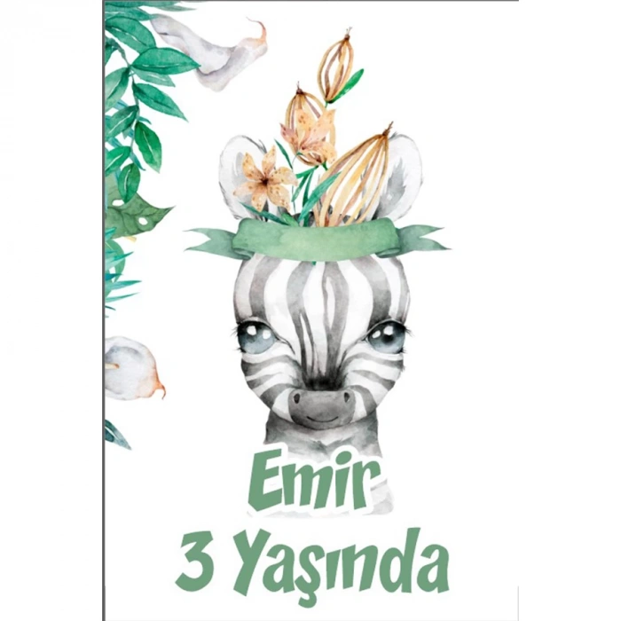 Zebra Temalı Doğum Günü Afişi -3 70X100 cm