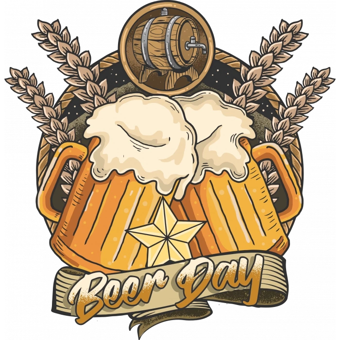 Beer Day Sticker 10x10 cmRenkli Sticker