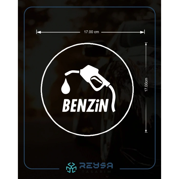 Benzin Araba Sticker 17x17 Cm Beyaz