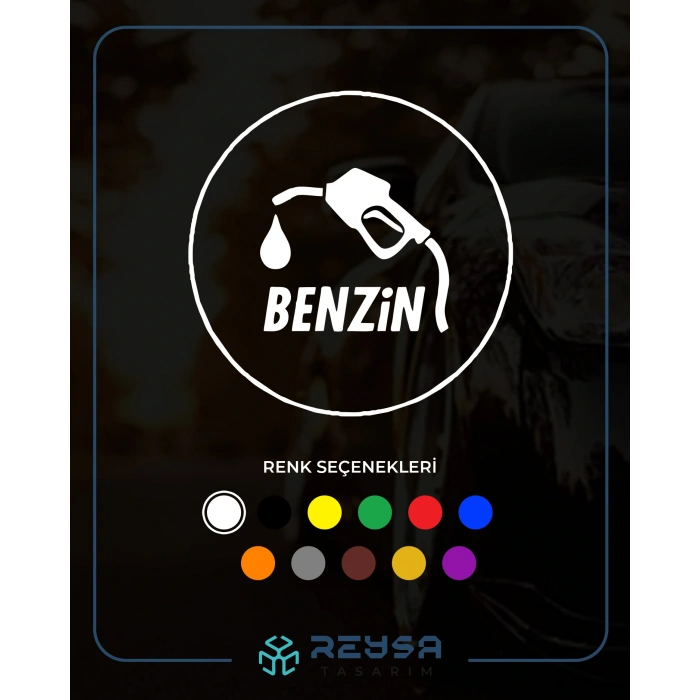 Benzin Araba Sticker 17x17 Cm Beyaz