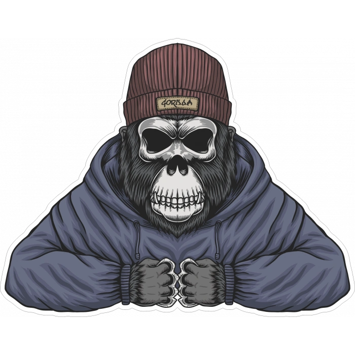 Bereli Goril Sticker 10x10 cmRenkli Sticker