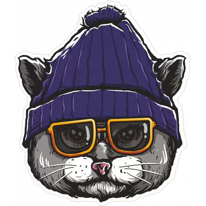 Bereli Kedi Sticker 10x10 cmRenkli Sticker