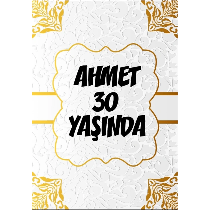 Beyaz Desenler Klasik Temalı Doğuım Günü Afişi 50X70 cm