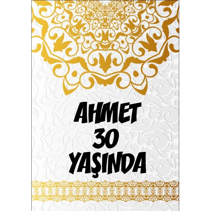 Beyaz Desenler Klasik Temalı Doğum Günü Afişi -3 35X50 cm