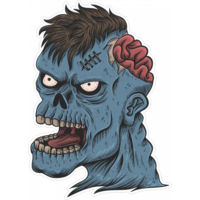 Beyni Çıkmış Zombi Sticker 10x10 cmRenkli Sticker