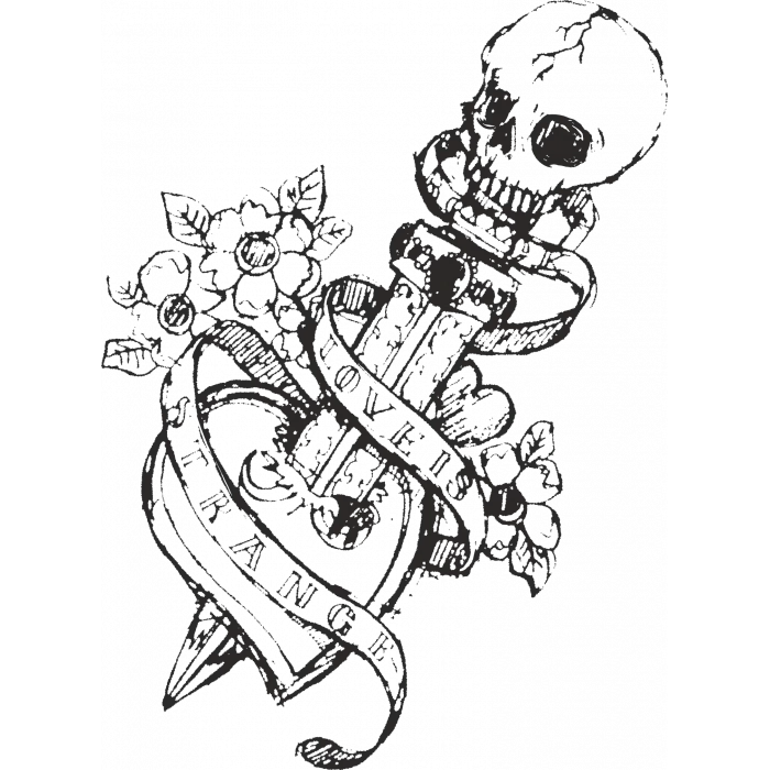 Bıçak ve Kurukafa Sticker 10x10 cmRenkli Sticker