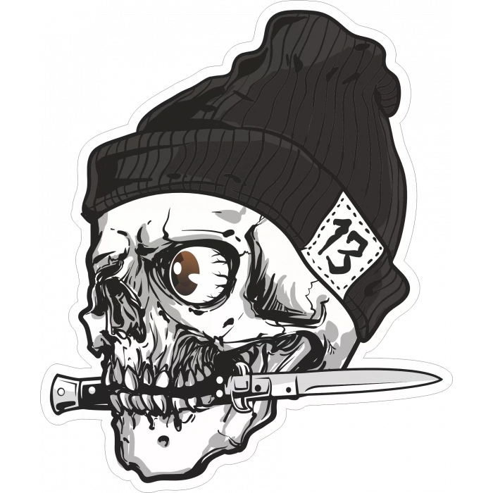 Bıçaklı Kurukafa Sticker 10x10 cmRenkli Sticker