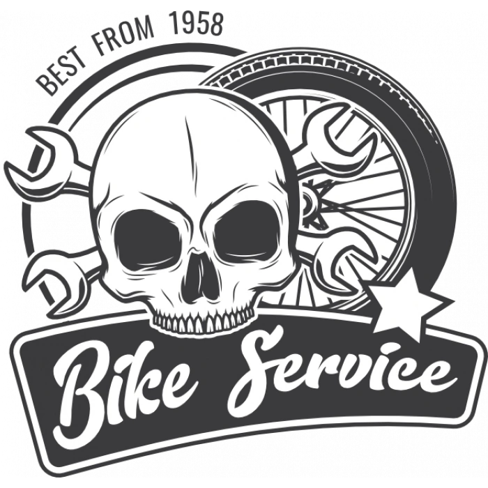 Bike Service Kurukafa Sticker 10x10 cmRenkli Sticker