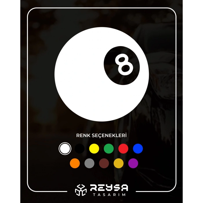 Bilardo Topu Stikcer 17x17 Cm Beyaz