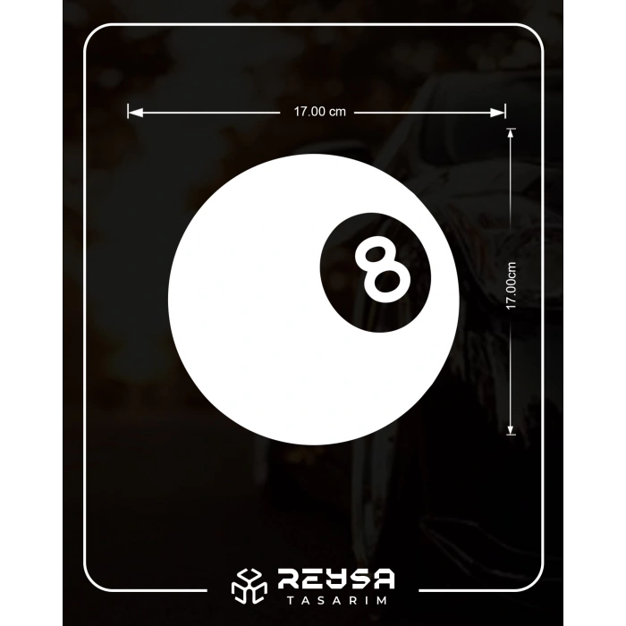 Bilardo Topu Stikcer 17x17 Cm Beyaz