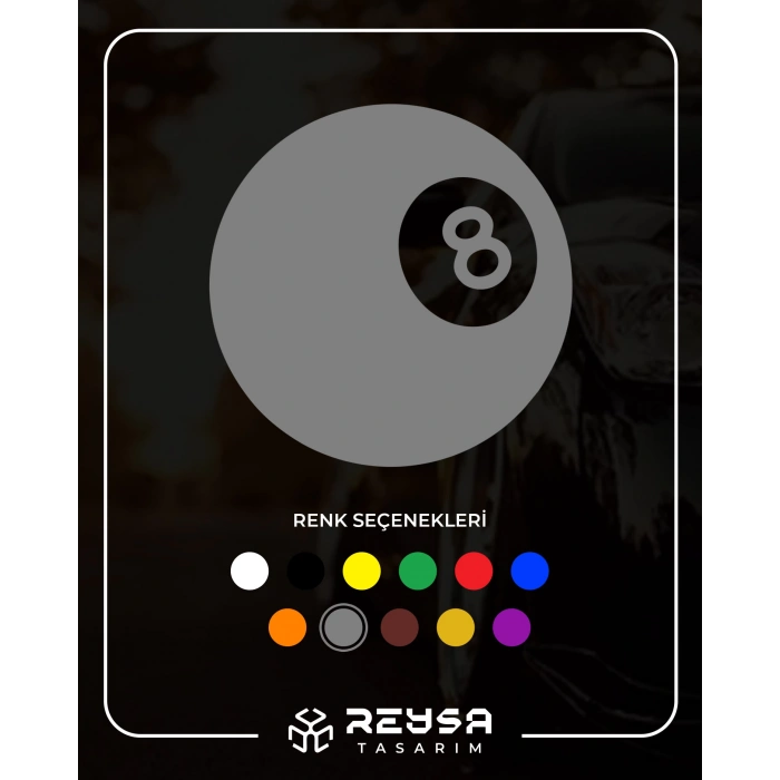 Bilardo Topu Stikcer 17x17 Cm Gri