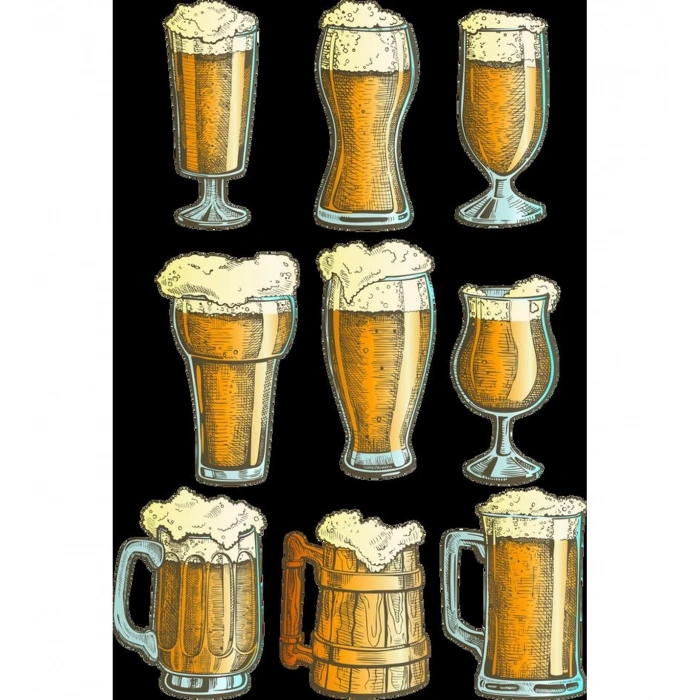 Bira Bardağı Sticker Set-1 9 Parça Telefon, Tablet, Defter, Laptop Sticker