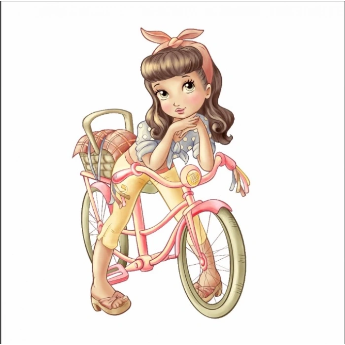 Bisikletli Kız Duvar Sticker