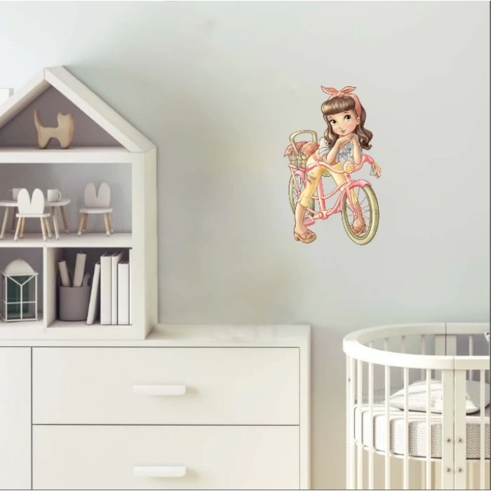 Bisikletli Kız Duvar Sticker
