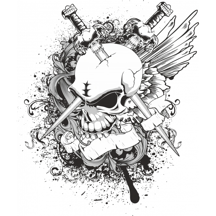 Bıçaklar ve Kurukafa Sticker 10x10 cmRenkli Sticker