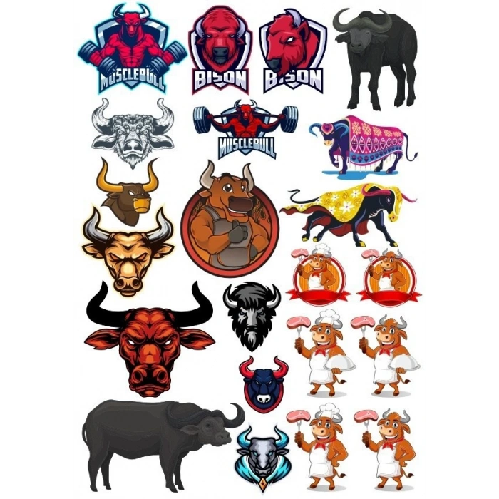 Boğa Stciker Set-16 16 Parça Telefon, Tablet, Defter, Laptop Sticker