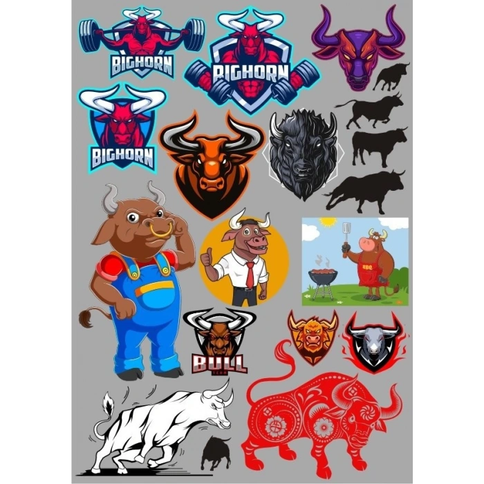 Boğa Sticker Set 20 Parça Telefon, Tablet, Defter, Laptop Sticker