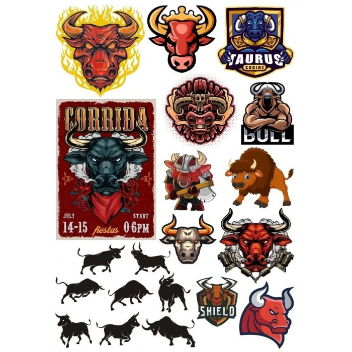 Boğa Sticker Set-8 17 Parça Telefon, Tablet, Defter, Laptop Sticker