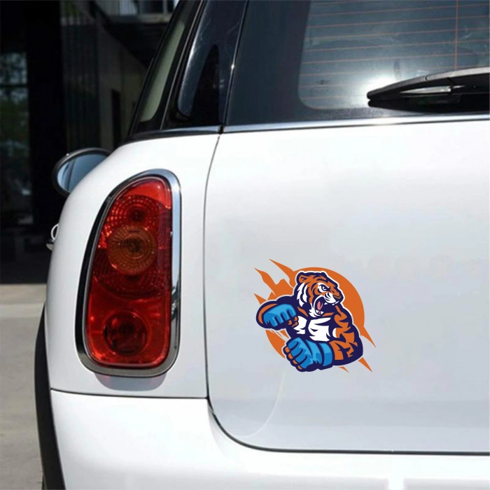 Boksör Kaplan Sticker 10x10 cmRenkli Sticker