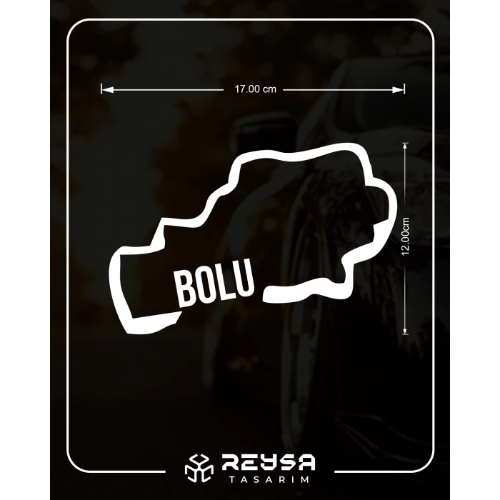 Bolu Harita Araba Sticker 17x17 Cm Beyaz