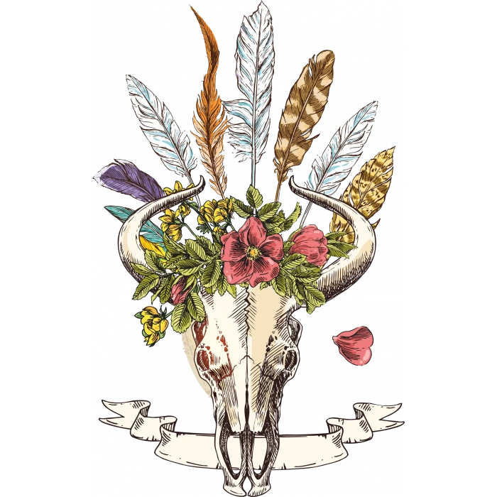 Boynuz ve Tüyler Sticker 10x10 cmRenkli Sticker