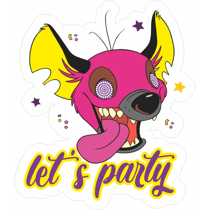 lets party sticker 10x10 cmRenkli Sticker