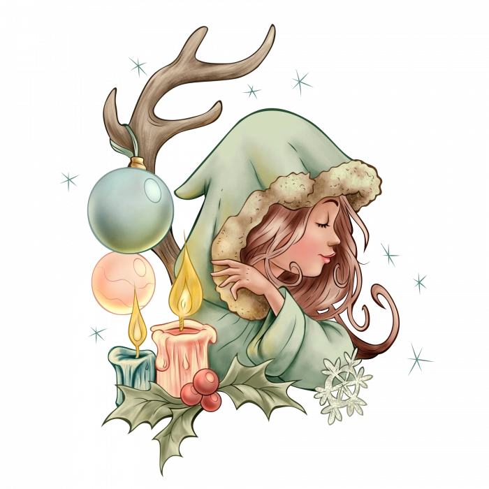 Boynuzlu ve Mumlu Kış Elfi