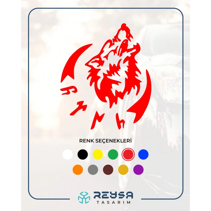 Bozkurt Göktürkçe Türk Sticker 17x17 Cm Kırmızı