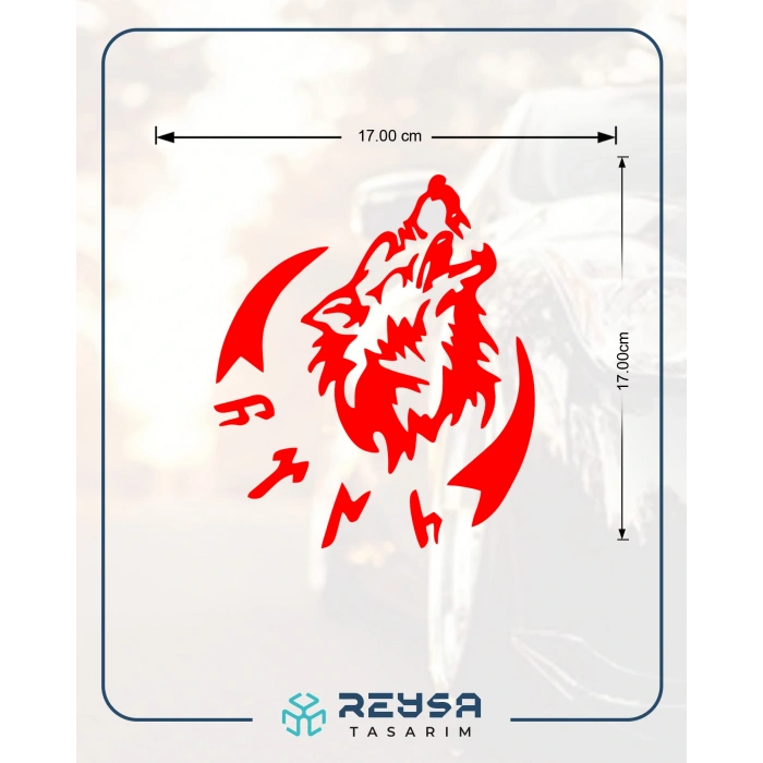 Bozkurt Göktürkçe Türk Sticker 17x17 Cm Kırmızı