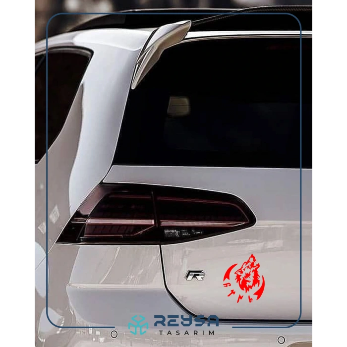 Bozkurt Göktürkçe Türk Sticker 17x17 Cm Kırmızı