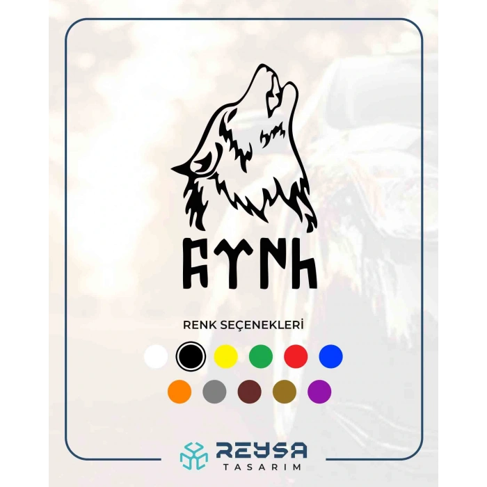 Bozkurt ve Türk Sticker 17x17 Cm Siyah