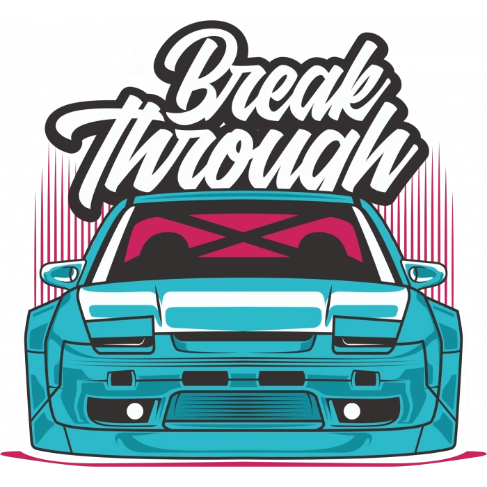 Break Through Araba Sticker 10x10 cmRenkli Sticker