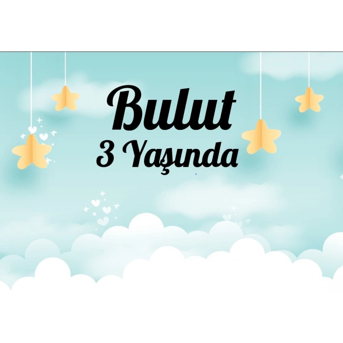Bulut Temalı Doğum Günü Afişi 35X50 cm