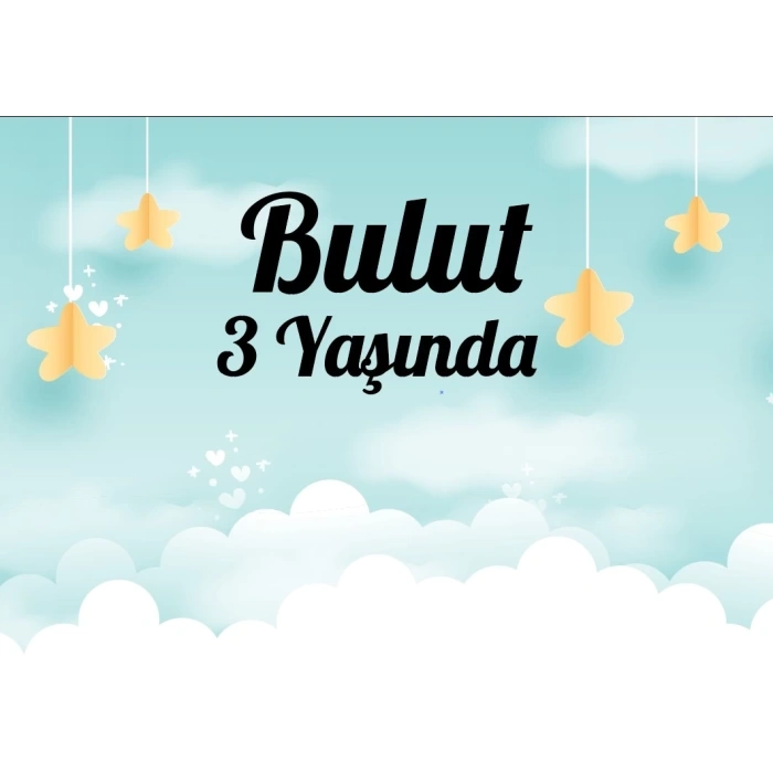 Bulut Temalı Doğum Günü Afişi 70X100 cm